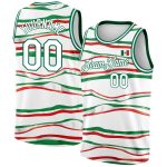 Custom 3D Mexican Flag Basketball Jersey with Personalized Name & Number - White Kelly Green-Red Personalized White Kelly
