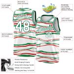 Custom 3D Mexican Flag Basketball Jersey with Personalized Name & Number - White Kelly Green-Red Personalized White Kelly
