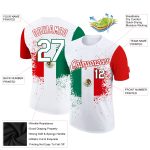 Personalized 3D Mexican Flag T-Shirt - White Kelly Green-Red Performance Tee Personalized White Kelly Green-Red 3D Mexican