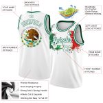 Customizable 3D Mexican Flag Basketball Jersey with Name & Number - White Kelly Green-Red Authentic Team Apparel Personalized