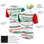 Personalized 3D Mexico Team T-Shirt with Custom Name and Number in White and Kelly Green-Red Personalized White Kelly Green-Red