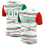 Personalized 3D Mexico Team T-Shirt with Custom Name and Number in White and Kelly Green-Red Personalized White Kelly Green-Red