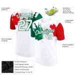 Custom 3D Mexico Splashes Performance T-Shirt with Personalized Name and Number in White, Kelly Green, and Red Personalized