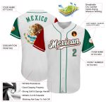 Custom Name Number Two Tone Baseball Jersey Authentic Mexico - Personalized White Kelly Green Red Personalized White Kelly