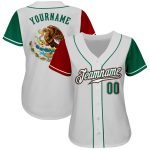 Custom Name Number Two Tone Baseball Jersey Authentic Mexico - Personalized White Kelly Green Red Personalized White Kelly