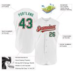 Personalized Authentic Baseball Jersey in White, Kelly Green, and Red - Sleeveless Design Personalized White Kelly Green-Red