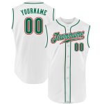 Custom Name Number Sleeveless Baseball Jersey White Kelly Green Red Authentic Team Apparel Personalized White Kelly Green-Red