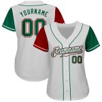 Personalized Authentic Two Tone Baseball Jersey with Custom Name & Number - White Kelly Green Red Personalized White Kelly