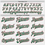 Personalized Two Tone Varsity Letterman Bomber Jacket - White Kelly Green-Red Full-Snap Personalized White Kelly Green-Red