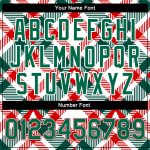 Custom Name and Number 3D Bomber Varsity Jacket for Christmas Tree Team - Personalized White Kelly Green-Red Full-Snap Letterman
