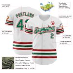 Custom Name and Number Personalized Authentic Baseball Jersey - White Kelly Green-Red Line Personalized White Kelly Green-Red