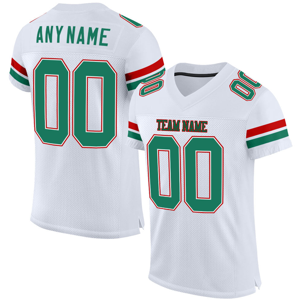 Personalized Authentic Football Jersey Custom Name Number White Kelly Green Red Mesh Personalized White Kelly Green-Red Mesh