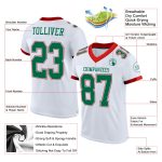 Personalized Green Red Authentic Football Jersey - White Mesh Design Personalized White Kelly Green-Red Mesh Authentic Football