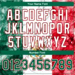 Custom Mexico 3D Bomber Varsity Letterman Jacket in White Kelly Green-Red with Personalized Name and Number Personalized