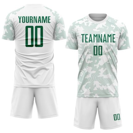 Custom Name Number Personalized Soccer Jersey Sublimation Uniform White Kelly Green Personalized White Kelly Green Sublimation
