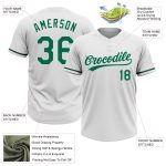 Personalized Unisex Softball Jersey in White and Kelly Green, Two-Button Style Personalized White Kelly Green Two-Button