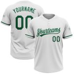 Personalized Unisex Softball Jersey in White and Kelly Green, Two-Button Style Personalized White Kelly Green Two-Button