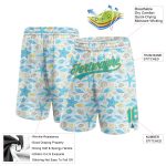 Personalized Basketball Shorts with Blue-Gold 3D Starfish and Shells Pattern, Custom Name and Number, Authentic Design Personalized