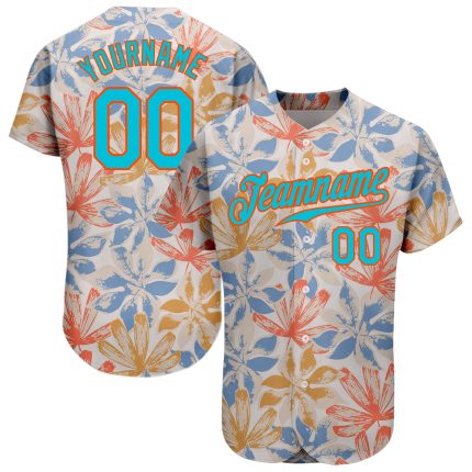 Customizable Blue-Orange 3D Leaf Baseball Jersey with Personalized Name and Number - White Lakes Design Personalized White
