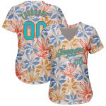 Customizable Blue-Orange 3D Leaf Baseball Jersey with Personalized Name and Number - White Lakes Design Personalized White