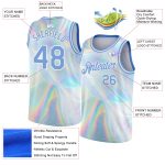 Custom Holographic Vaporwave Basketball Jersey - Personalized 3D Pattern Design with Team Name & Number, White Light Blue