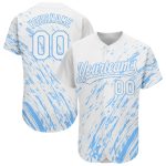 Custom 3D Pattern Baseball Jersey with Personalized Name & Number - Authentic Team Apparel in White and Light Blue Personalized
