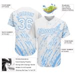 Custom 3D Pattern Baseball Jersey with Personalized Name & Number - Authentic Team Apparel in White and Light Blue Personalized