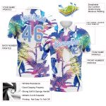 Personalized Hawaii Palm Trees Performance Golf Polo Shirt - White Light Blue 3D Pattern Design Personalized White Light