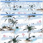 Custom Name and Number Performance Golf Polo Shirt with Hawaii Palm Trees 3D Pattern in Light Blue and White Personalized