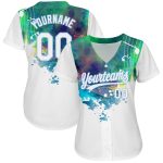 Custom 3D Pattern Baseball Jersey - Personalized Light Blue Music Festival Design with Name and Number, Grunge Style Personalized