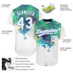 Custom 3D Pattern Baseball Jersey - Personalized Light Blue Music Festival Design with Name and Number, Grunge Style Personalized