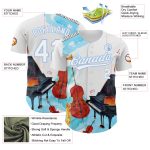 Personalized Music Festival Baseball Jersey with Custom Name and Number, White Light Blue 3D Pattern Design Personalized