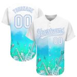 Custom Name and Number Baseball Jersey for Music Festivals - Personalized White Light Blue 3D Pattern Design Personalized