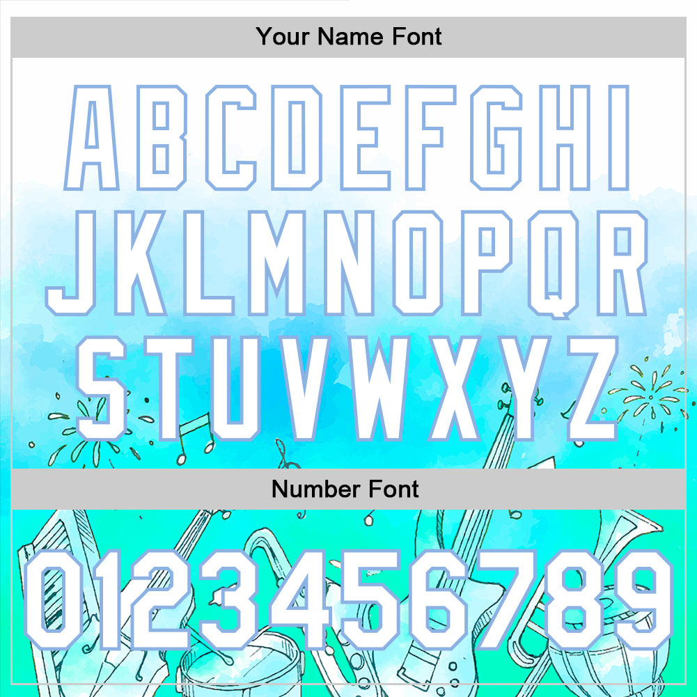 Personalized White Light Blue 3D Pattern Design Music Festival Musical Instruments Authentic Baseball Jersey Team Custom Name and Number Custom Name and Number Baseball Jersey for Music Festivals - Personalized White Light Blue 3D Pattern Design Personalized - Image 5