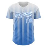 Custom Name and Number Authentic Baseball Jersey - Personalized White and Light Blue 3D Striped Design Personalized White