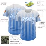 Custom Name and Number Authentic Baseball Jersey - Personalized White and Light Blue 3D Striped Design Personalized White