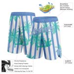 Custom Name Number Basketball Shorts Argentina Palm Trees 3D Pattern Light Blue White Hawaii Style Personalized White Light