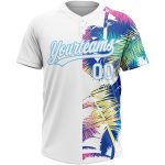 Custom Name and Number Personalized Hawaii Palm Trees Softball Jersey Unisex Two-Button 3D Pattern Light Blue Personalized