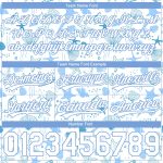 Custom Name Number Authentic Basketball Shorts with 3D Starfish and Shells Pattern in White Light Blue Personalized White