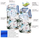 Custom Name Number Tropical Palm Trees Basketball Jersey | White Light Blue 3D Pattern Personalized White Light Blue 3D Pattern