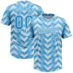 Custom Name and Number Softball Jersey, Personalized White Light Blue 3D Pattern Unisex Two-Button Design Personalized White