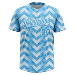 Custom Name and Number Softball Jersey, Personalized White Light Blue 3D Pattern Unisex Two-Button Design Personalized White