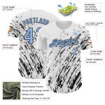 Custom Name and Number Baseball Jersey - Personalized 3D Abstract Splash Design in White Light Blue-Black Personalized White