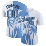 Custom Hawaii Coconut Trees Performance T-Shirt with 3D Blue-Black Pattern - Personalized Team Name and Number Personalized