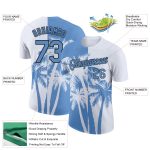 Custom Hawaii Coconut Trees Performance T-Shirt with 3D Blue-Black Pattern - Personalized Team Name and Number Personalized