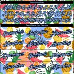 Custom Team Performance T-Shirt - Personalized Summer Holiday Fruit Design, White Light Blue-Black, with Name and Number