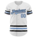 Customizable Authentic Baseball Jersey - Personalized White Light Blue-Black Line with Name and Number Personalized White