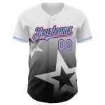 Custom Gradient Twinkle Star Baseball Jersey - Personalized Name & Number - White, Light Blue, Black, Pink 3D Design Personalized