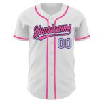 Custom Authentic Baseball Jersey - White Light Blue Black Pink Design Personalized White Light Blue Black-Pink Authentic
