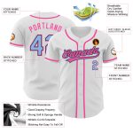 Custom Authentic Baseball Jersey - White Light Blue Black Pink Design Personalized White Light Blue Black-Pink Authentic